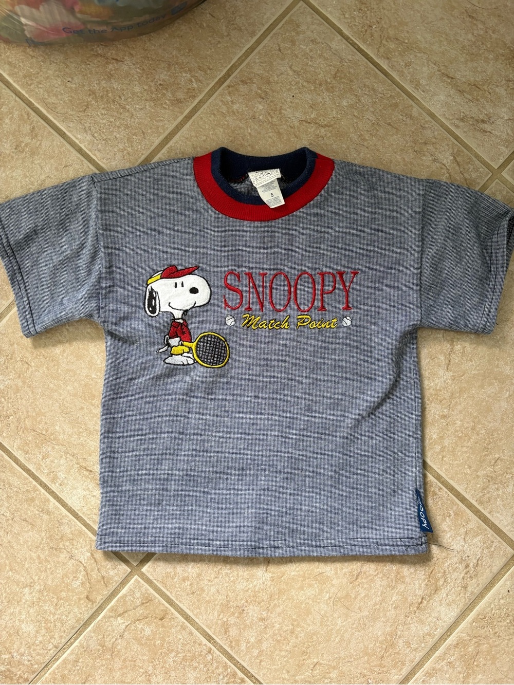 Vintage embroidered Snoopy 5t kids tennis shirt